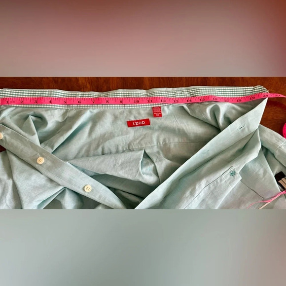 Izod Men's Green/Blue Long Sleeve Pocket Collared Button Down Shirt Size XL - Picture 10 of 11